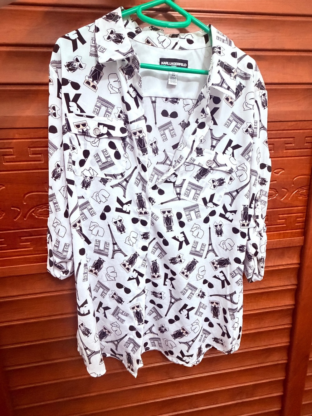 Karl Lagerfeld White Top with Black Parisian Print